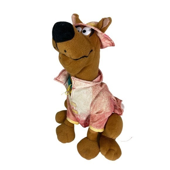 Vintage 1998 Scooby-Doo Plush 13in Brown Dog Red Raincoat Cartoon Network Rare - Picture 3 of 16